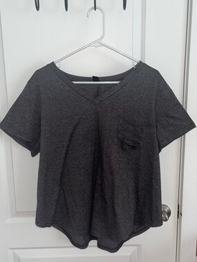 SHEIN Charcoal V-Neck Short Sleeve Tee